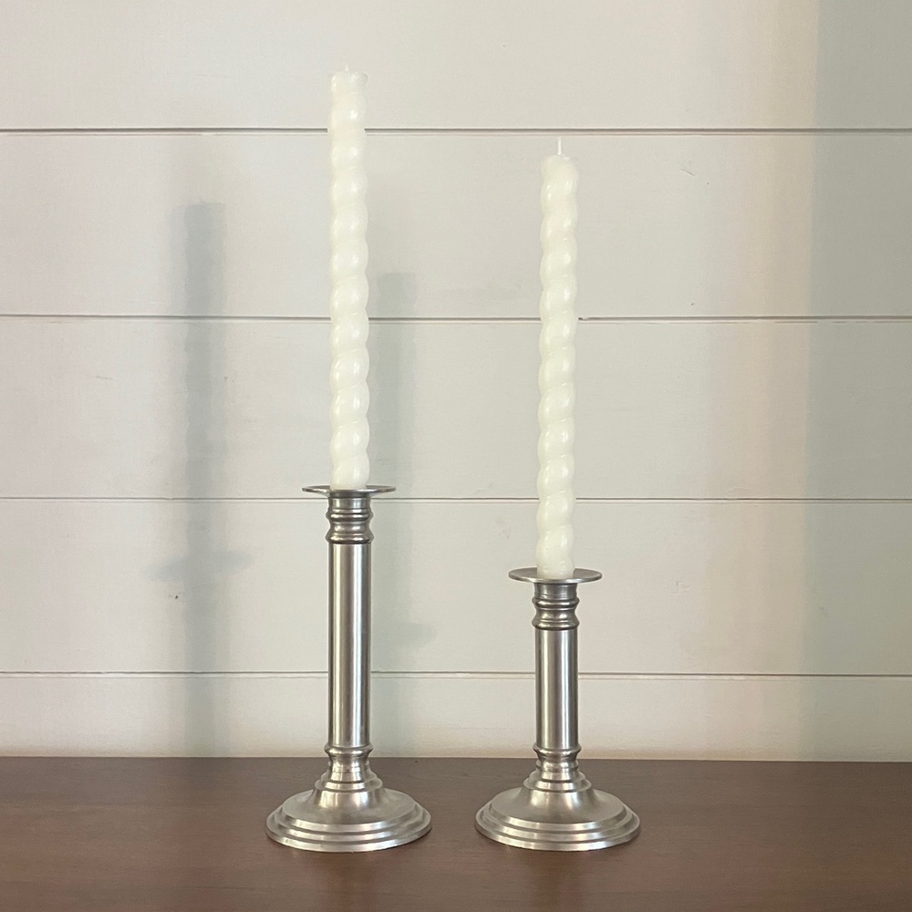Vintage Elegant Silver Colored Brass Candle Holders
